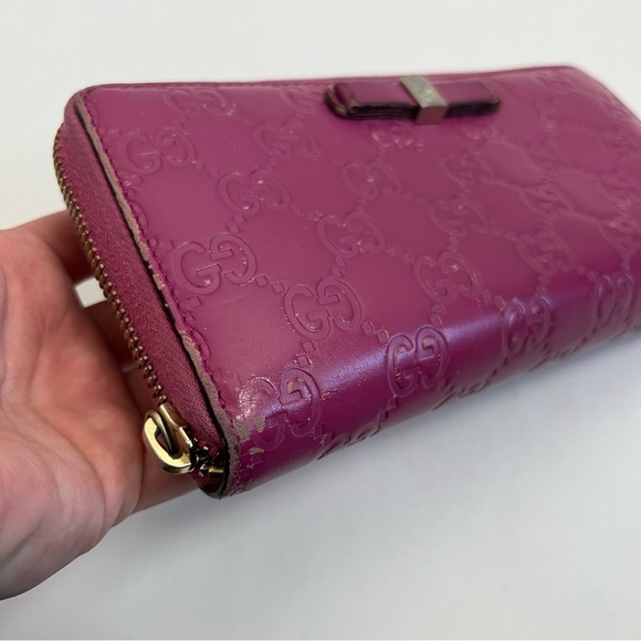 GUCCI Guccissima Signature Bowy Zip Around Wallet Peonia Flower - Picture 4 of 16
